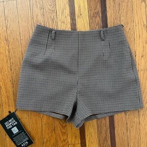 NWT ASTR the Label Gisselle plaid high rise mini shorts stretch S Small $98 chic